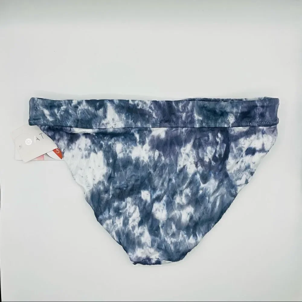 Athleta Tulum Blue Tie-Dye Bikini Bottoms Size L NWT